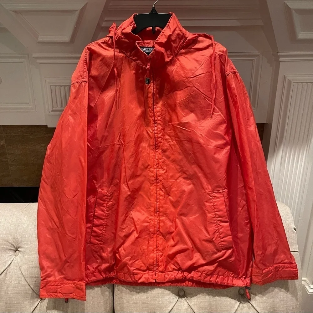 Lands' End Nylon Shell (Dark Salmon) Long Sleeve Full Zip Jacket XL Hooded
